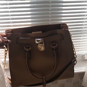 SELLING MICHAEL KORS/ Hamilton medium, Saffiano-Leather tote vintage, brown